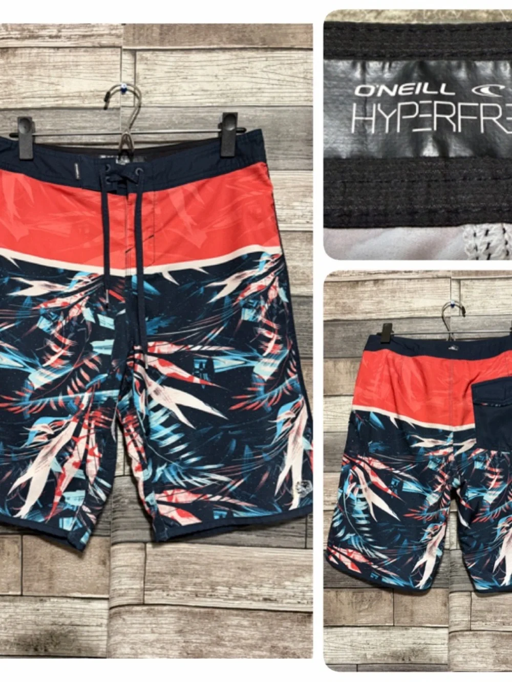 O’Neill Hyperfreak Floral Boardshorts Men’s 30 Red Blue (Inseam 9) Tropical